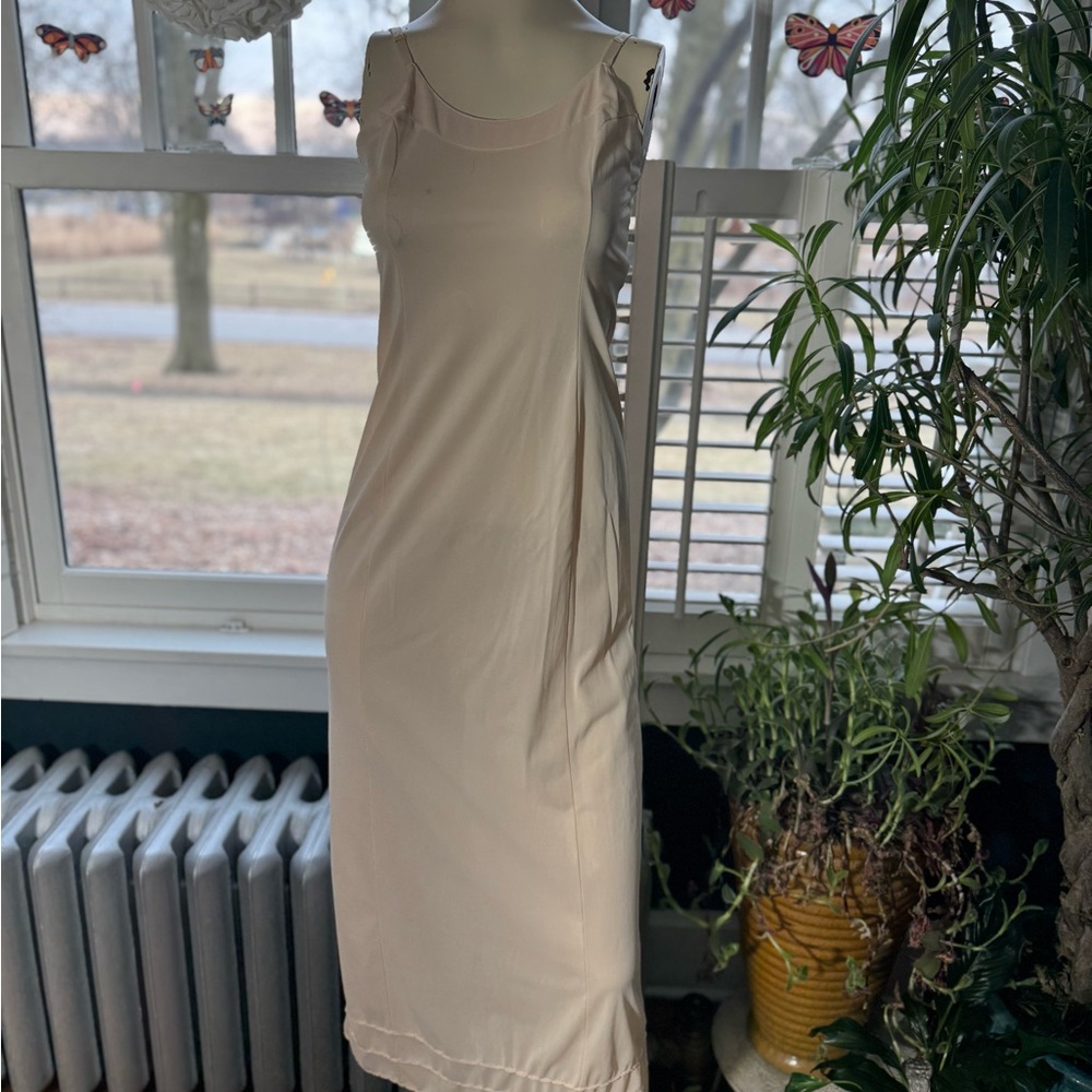 Elegant 60’s Vintage American Maid CamisoleSlip Dress Cream/peach Blush Small